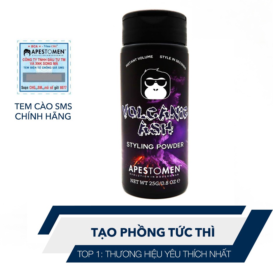 [Mã BMTTC60 giảm đến 60K đơn 50K] Bột Tạo Phồng Tóc Apestomen Volcanic Ash Styling Powder 25g