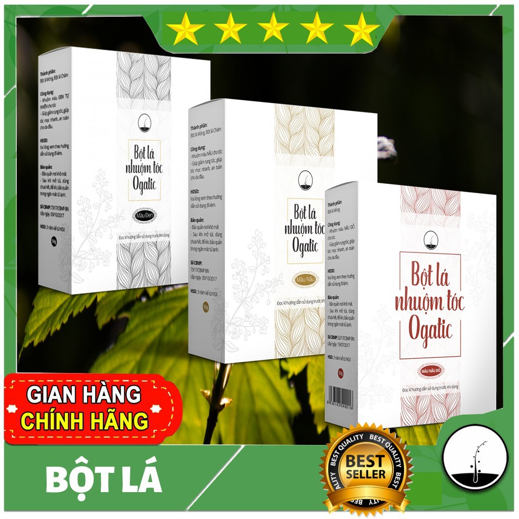 Bột Lá Nhuộm Tóc Ogatic – Chính hãng – Hàng Mới Về – Siêu Giảm Giá ( Tặng kèm lược )