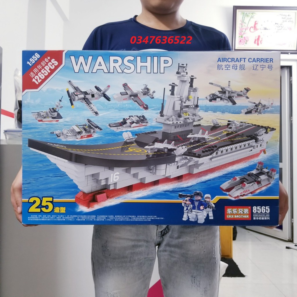 [1265 CHI TIẾT-HÀNG CHUẨN] BỘ ĐỒ CHƠI XẾP HÌNH Tàu Sân Bay,  OTO, Đồ Chơi Lắp Ráp Tày Chiến Hạm
