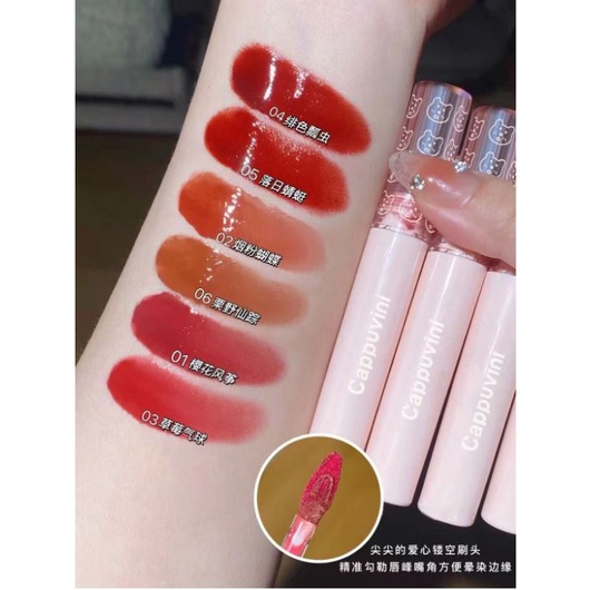 Son kem bóng CAPPUVINI gấu hồng Bubbly Bear Lip Glaze căng bóng mềm mịn