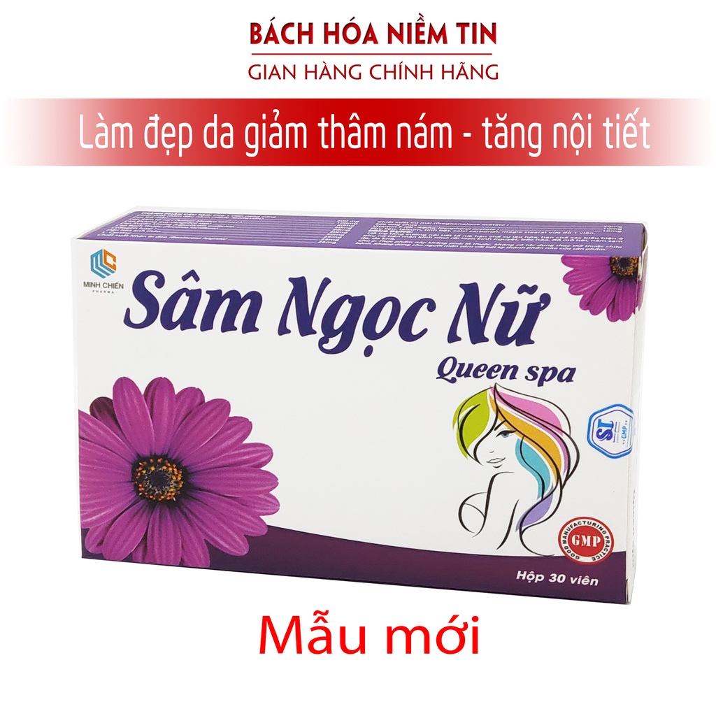 Viên uống tăng nội tiết tố nữ SÂM NGỌC NỮ Queen Spa, giảm nám sạm da, ổn định vòng kinh, tăng sinh lý nữ – Vỉ 30 viên