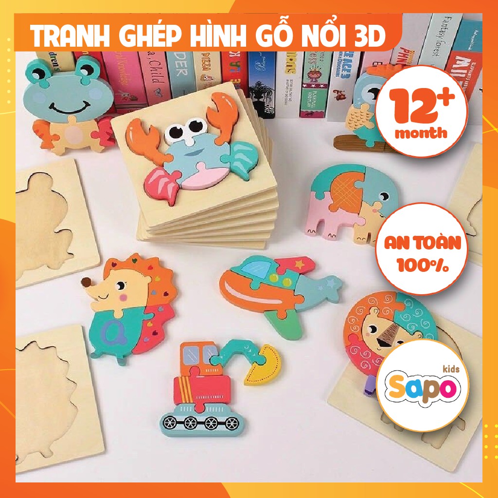 Đồ Chơi Ghép Hình Gỗ Nổi 3D, Tranh Ghép Hình Cho Bé Hàng Cao Cấp
