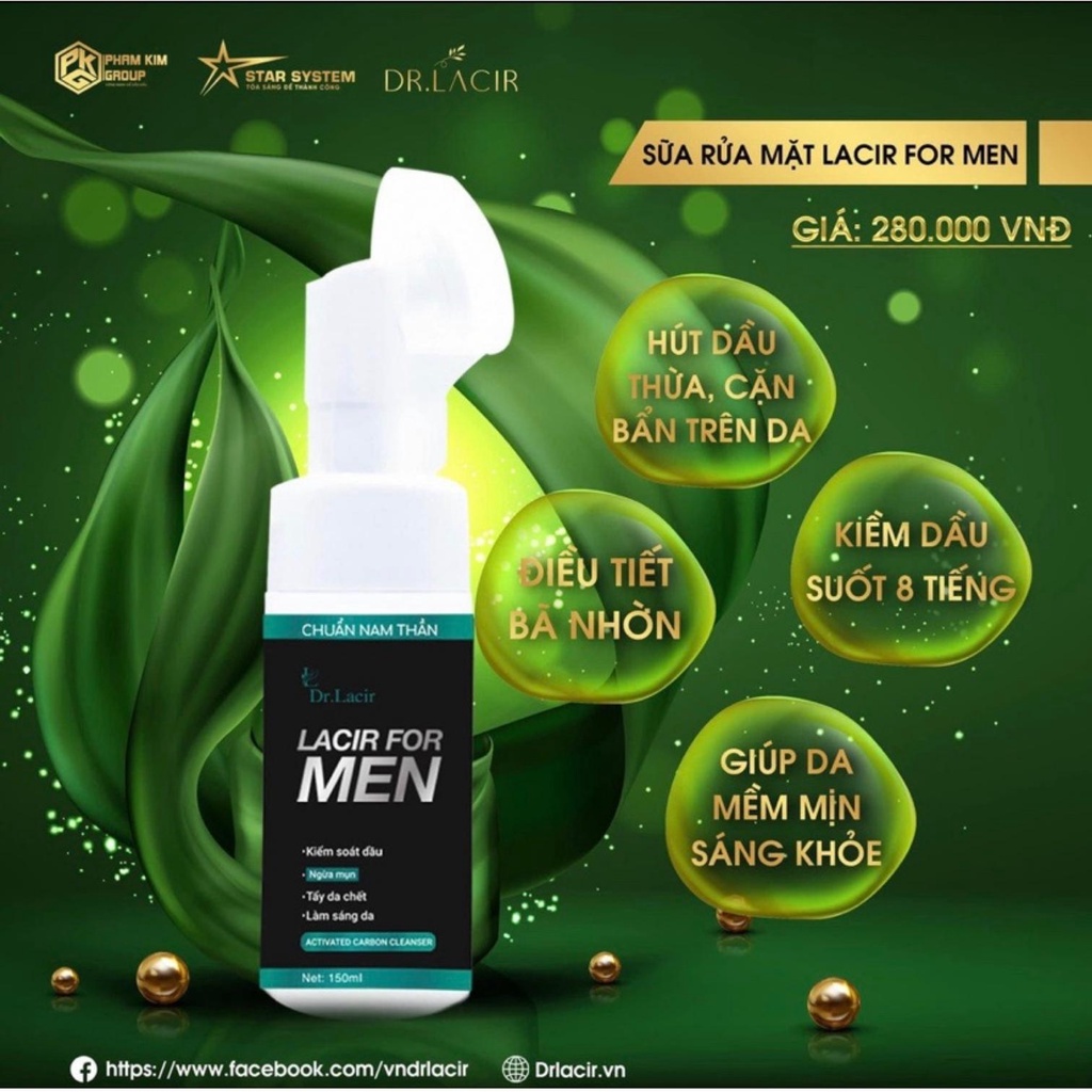 Sữa rửa mặt nam Great86 sữa rửa mặt Lacir For Men Dr Lacir làm sạch bụi bẩn dầu thừa sáng da ngăn ngừa mụn 150ml
