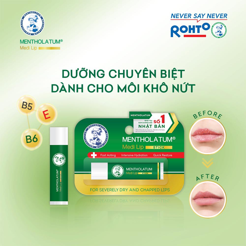 Son dưỡng môi chuyên biệt dành cho môi khô, nứt nẻ Mentholatum Medi Lip Stick 4.3g