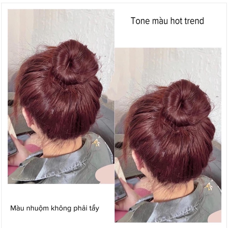 thuốc nhuộm nâu đỏ (không cần tẩy tóc) tặng oxi trợ nhuộm và gang tay