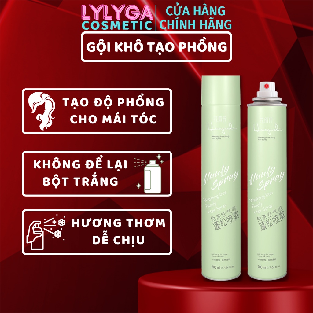 Dầu gội khô tạo phồng FLUUFY SPRAY 200ml xịt khô tạo phồng tóc, gội đầu khô không cần nước cho nam nữ không bết tóc GK03