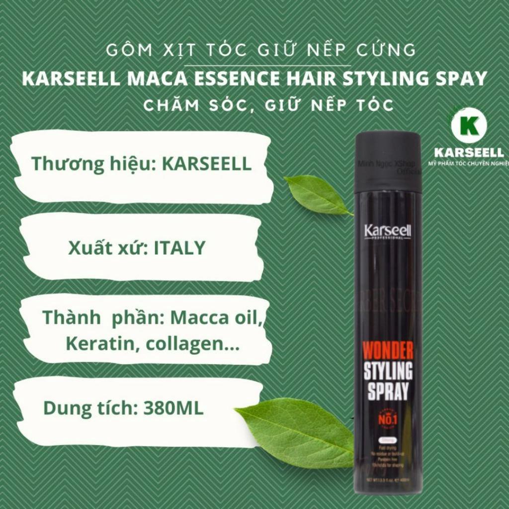 Gôm xịt tóc nam mềm giữ nếp tóc lâu, keo xịt tóc tạo phồng hương nước hoa chuyên dụng salon chính hãng Karseell 400ml