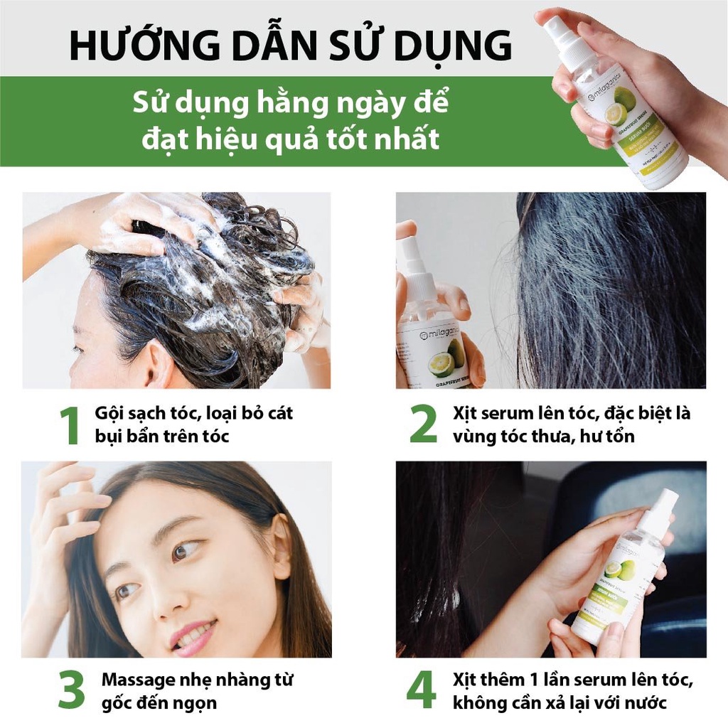 Tinh Dầu Bưởi Ngừa Rụng & Kích Thích Mọc Tóc – Xịt Bưởi Mọc Tóc MILAGANICS 100ml (Chai)