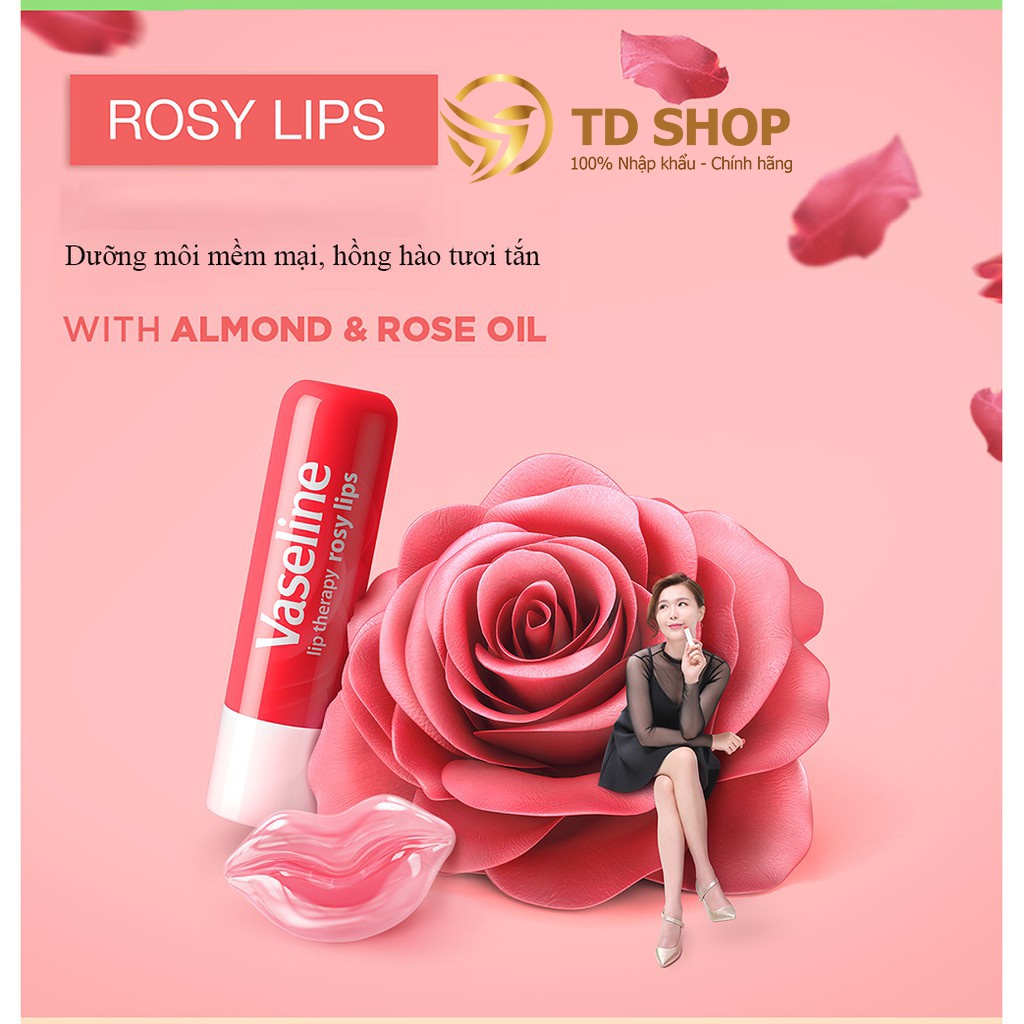 [NK HQ] Son Dưỡng Môi Vaseline Origianl I Cocoa butter I Aloe Vera I  Rosy lips Dạng Thỏi 4.8g – TD Shop