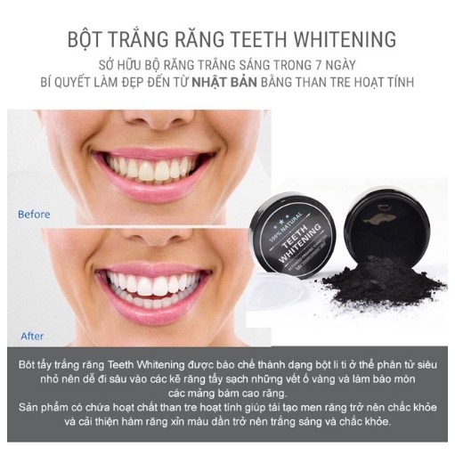 Bột trắng răng than hoạt tính – than tre cho hàm răng trắng sáng 30gr