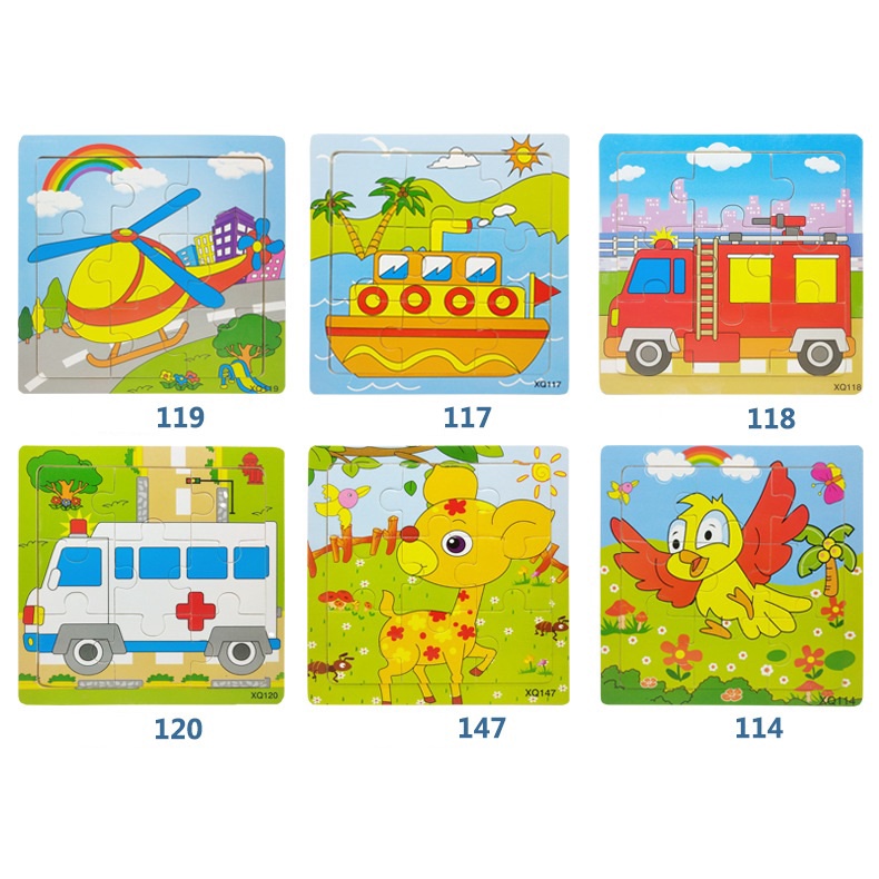 Đồ chơi tranh ghép hình gỗ puzzle 9 mảnh 15*15cm – Bộ ghép hình – Tranh xếp hình