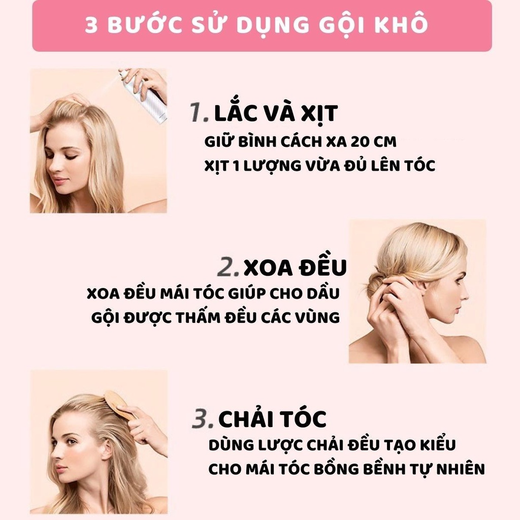Dầu gội khô tạo phồng FLUUFY SPRAY 200ml xịt khô tạo phồng tóc, gội đầu khô không cần nước cho nam nữ không bết tóc GK03