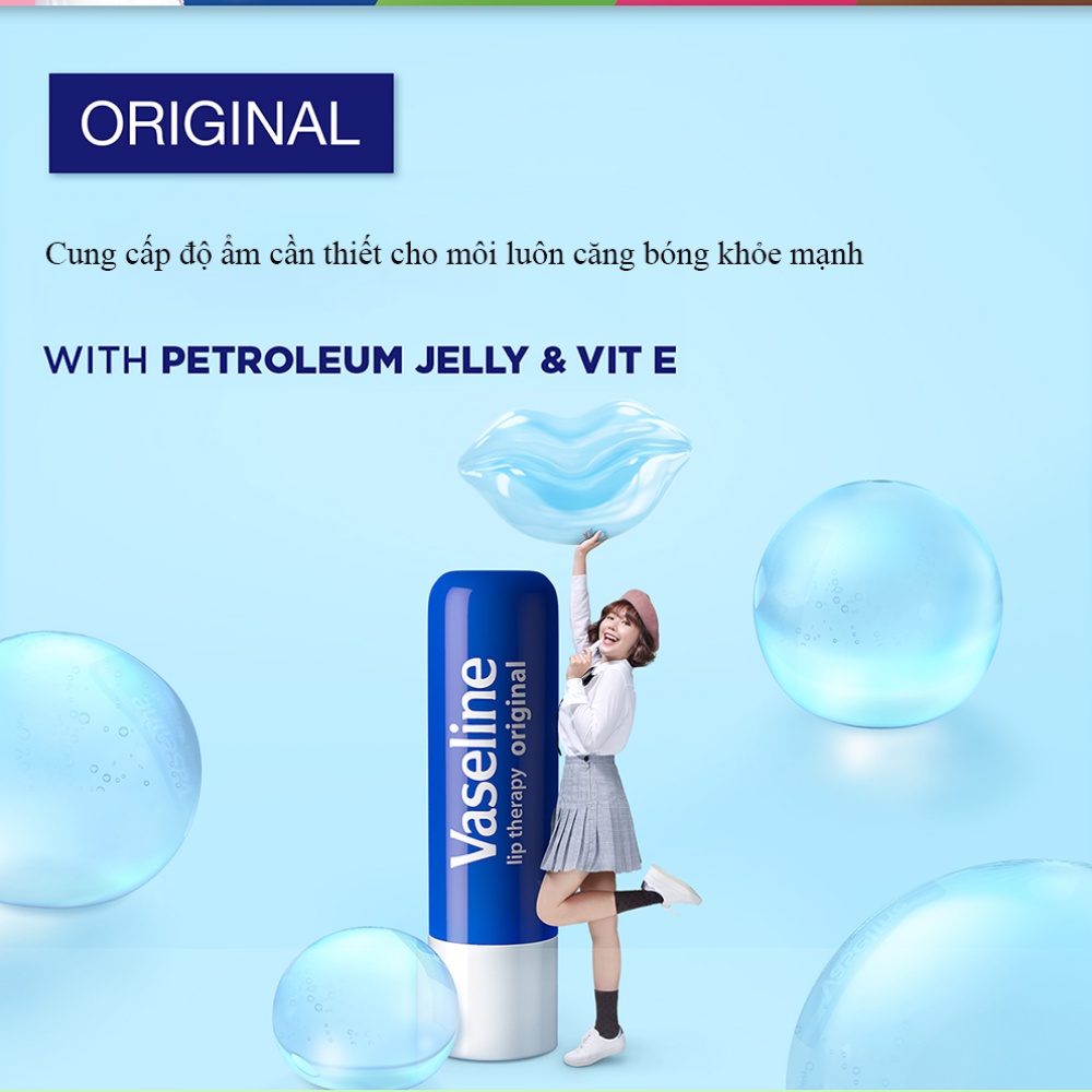 Son dưỡng môi Vaseline Lip Therapy 4.8g dưỡng môi dịu nhẹ và mềm mại tự nhiên