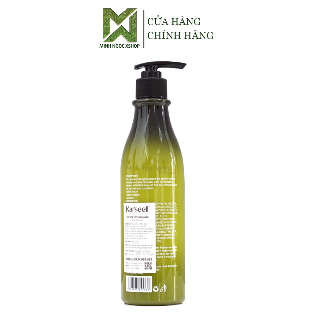 Gel tạo kiểu tóc uốn KARSEELL Naturally Curly 500ml