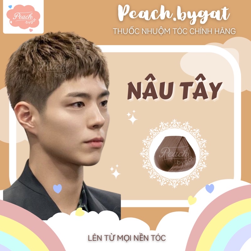 Thuốc nhuộm tóc Nam màu Nâu Tây không cần sử dụng thuốc tẩy tóc của Peachbygat , Peach bygat