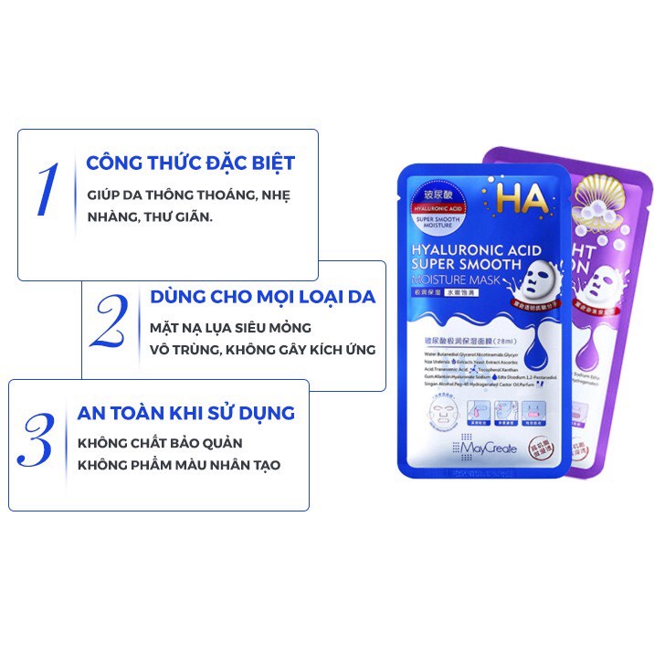 Mặt Nạ HA – Mặt nạ Xanh Tím – Mặt Nạ Dưỡng Ẩm – Mask Dưỡng Trắng Da HA Maycreate Nội Địa Trung 1 Miếng