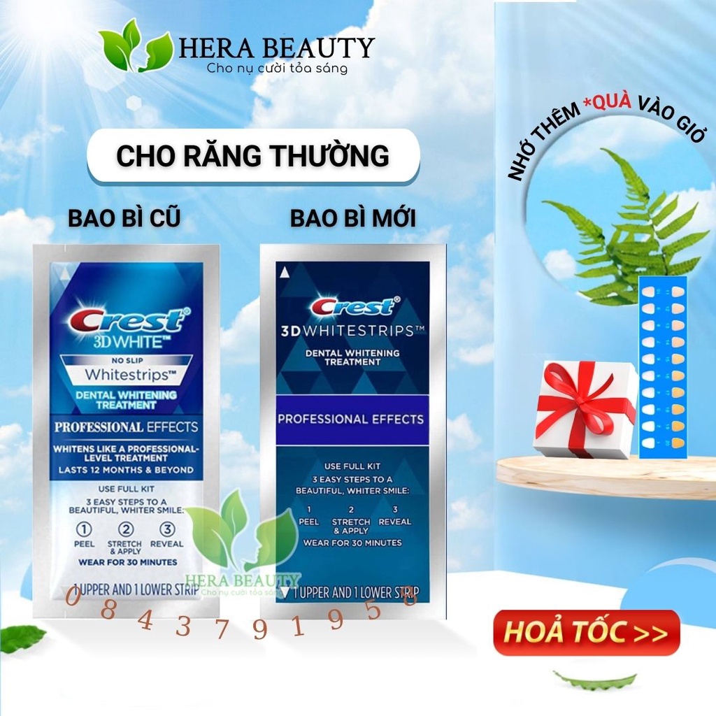 [1 GÓI LẺ ] Miếng dán trắng răng Crest 3D White – Răng trắng sáng, an toàn cho men răng [Chính Hãng USA]