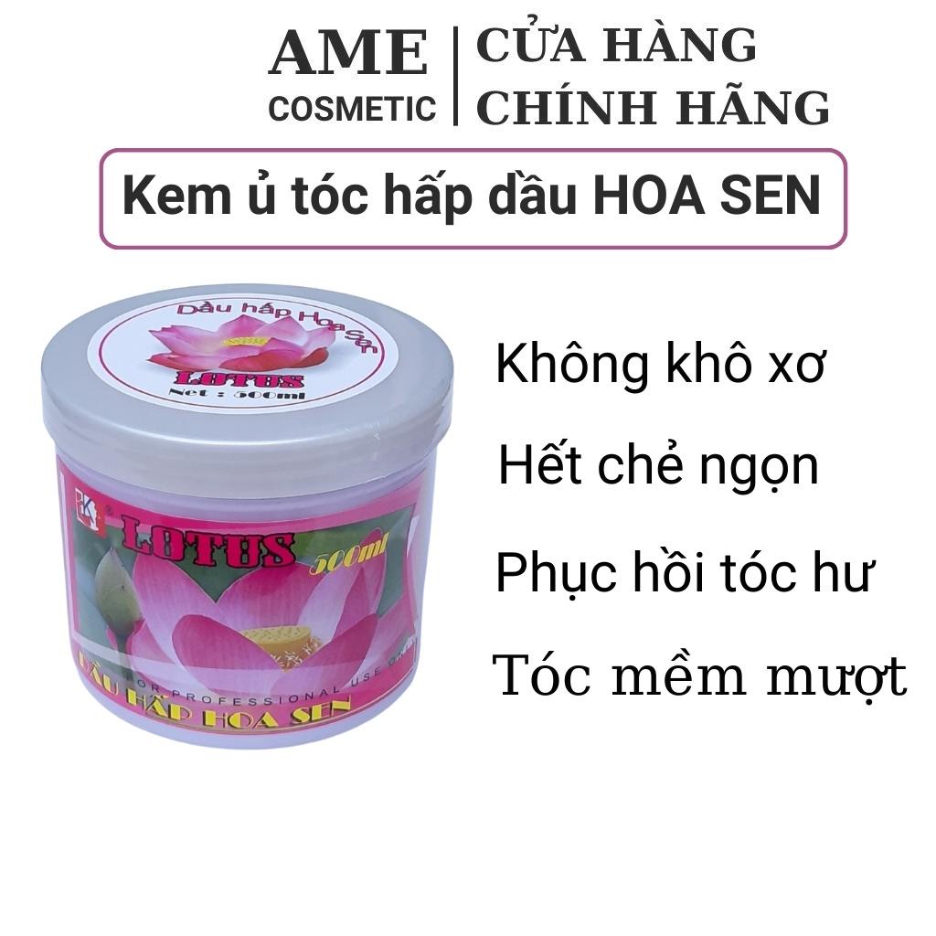 Kem ủ tóc hấp dầu HOA SEN LOTUS 500ml chính hãng phục hồi hư tổn chẻ ngọn dầu ủ tóc mềm mượt tóc thơm dịu nhẹ AME SHOP