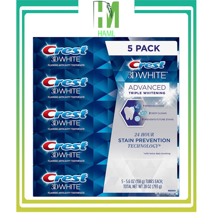 Kem đánh răng Crest 3D White Advanced Whitening 147g của Mỹ
