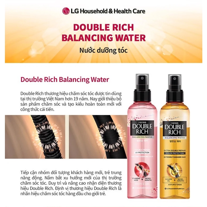 Nước Dưỡng Tóc Double Rich Chuyên Sâu Balancing Water Double Repair 120ml Hasaki Sản Phẩm Chính Hãng