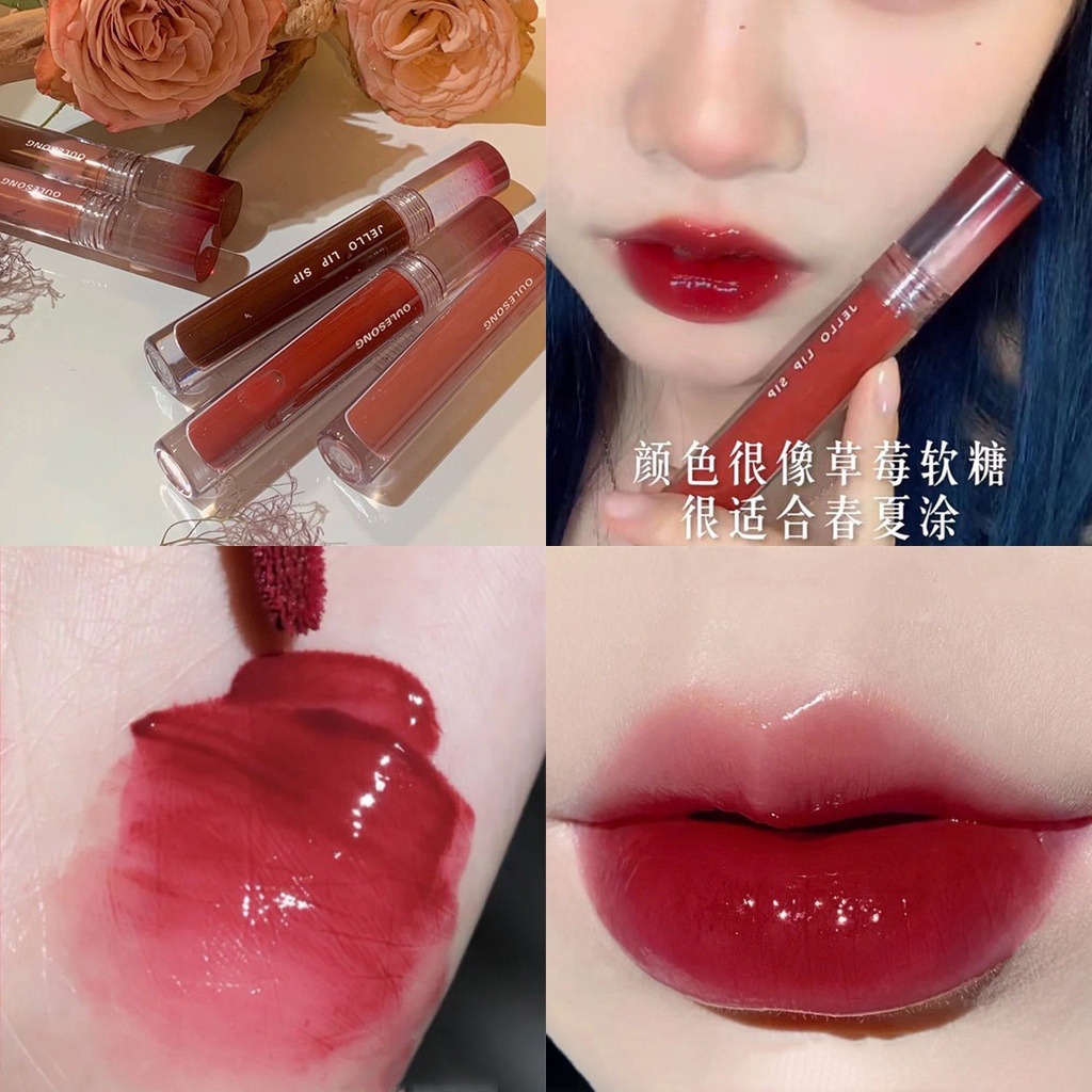 Son Bóng Oulesong Màu Nude Nhạt Mềm Mượt Nuôi Dưỡng Môi Chống Thấm Nước Son08