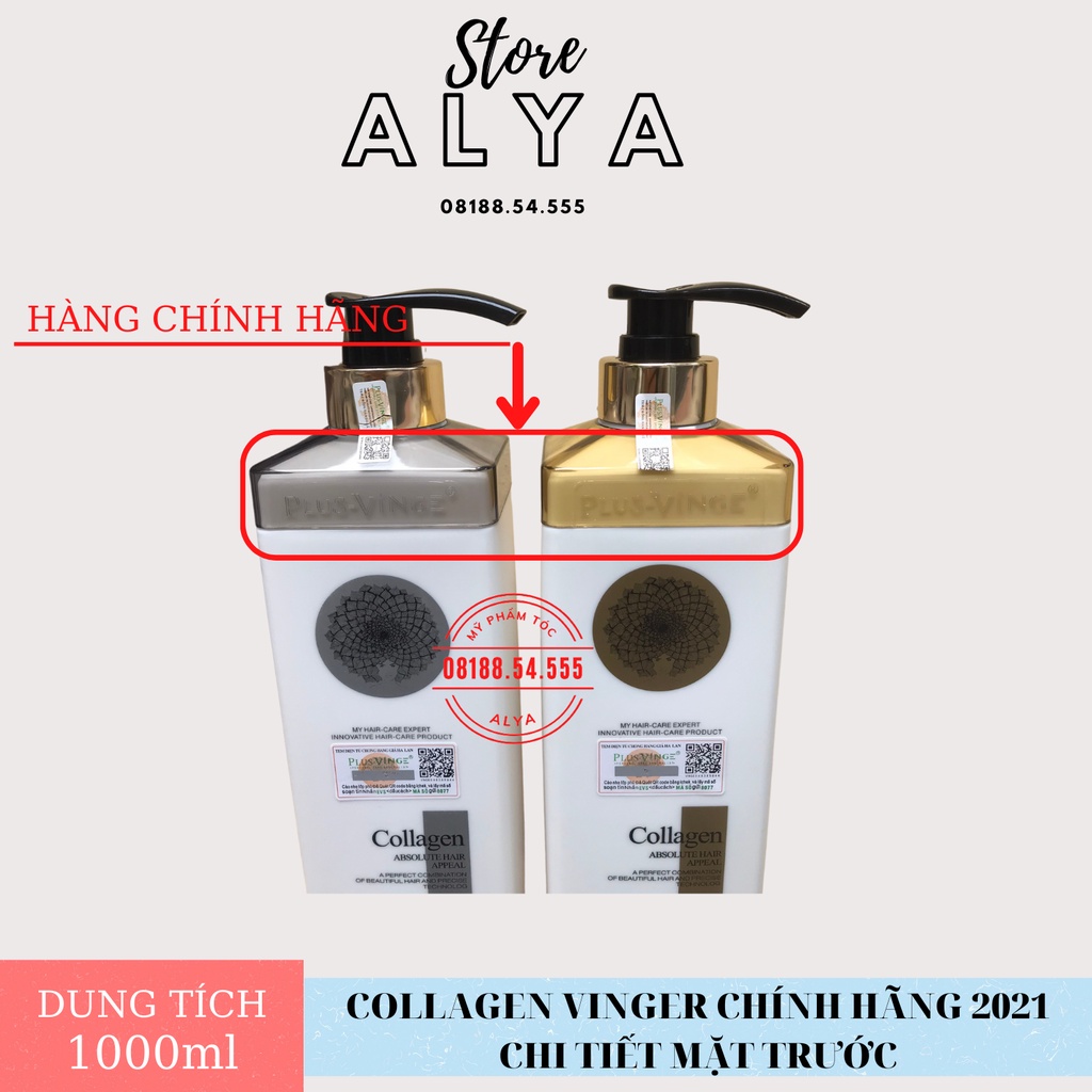 Cặp dầu gội xả Collagen Vinge Trắng |Kích Thích Mọc Tóc, Phục Hồi Tóc Hư Tổn☄️Hàng Chính Hãng Ý ALYA