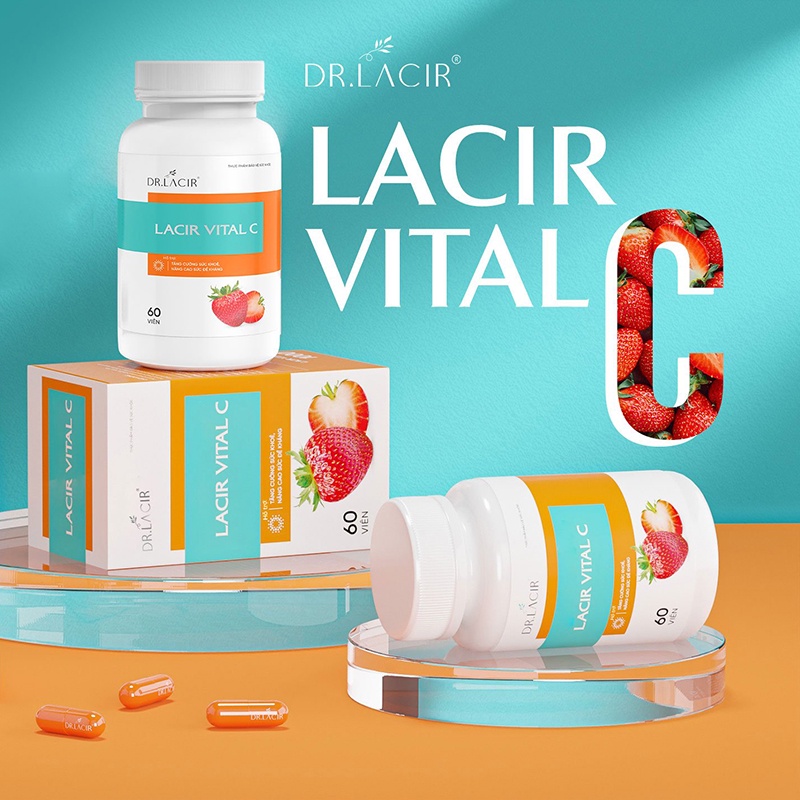 Viên Uống Vitamin C hỗ trợ tăng miễn dịch, giúp hấp thu glutathione và collagen DR.LACIR – Hộp 60 viên DR130