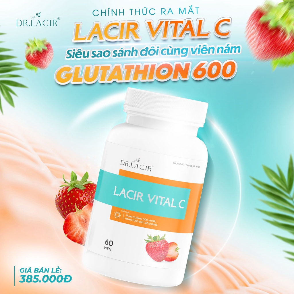 Viên Uống Vitamin C hỗ trợ tăng miễn dịch, giúp hấp thu glutathione và collagen DR.LACIR – Hộp 60 viên DR130