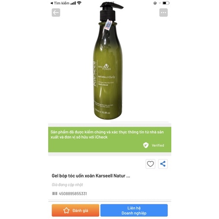 Gel mềm bóp tóc uốn xoăn Karseell Naturally Curly tạo lọn giữ nếp phù hợp tóc xoăn hippie 500ml