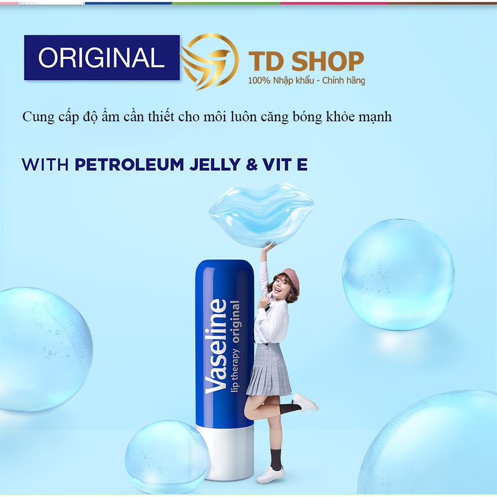 [NK HQ] Son Dưỡng Môi Vaseline Origianl I Cocoa butter I Aloe Vera I  Rosy lips Dạng Thỏi 4.8g – TD Shop