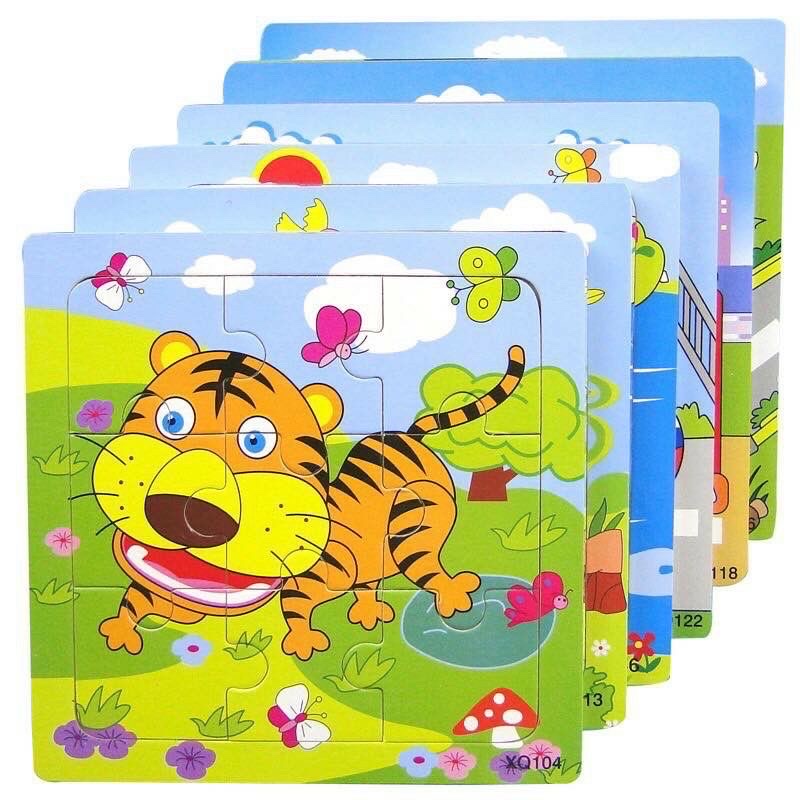 Đồ chơi tranh ghép hình gỗ puzzle 9 mảnh 15*15cm – Bộ ghép hình – Tranh xếp hình