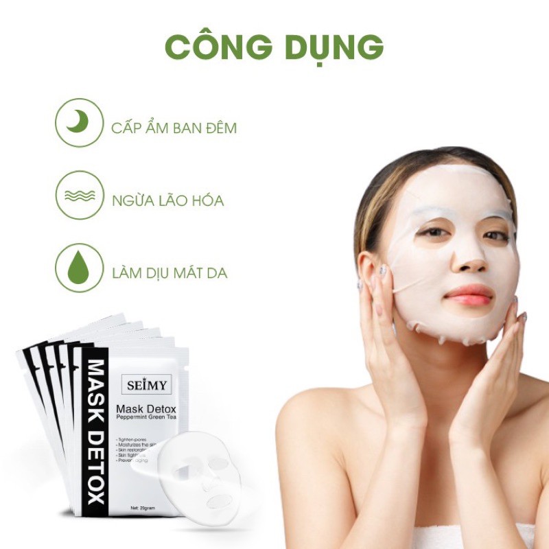 Mặt nạ dưỡng da cấp ẩm Seimy – Mask Detox Peppermint Green Tea da căng bóng,dưỡng trắng,giảm sưng dùng cho mọi loại da