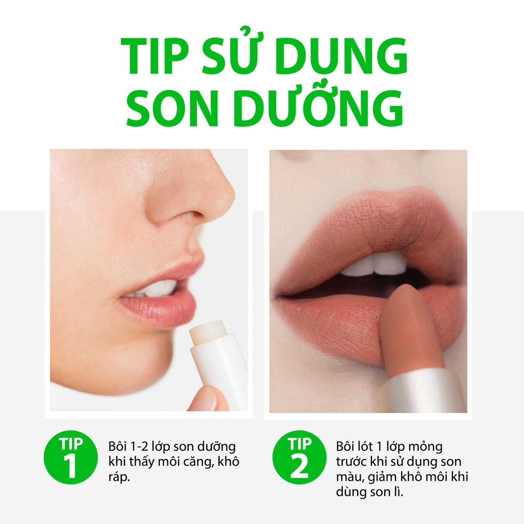 Son Dưỡng Ẩm, Giảm Thâm Môi: Dừa, Trà Xanh, Gấc MILAGANICS (4.5g/ Cây)