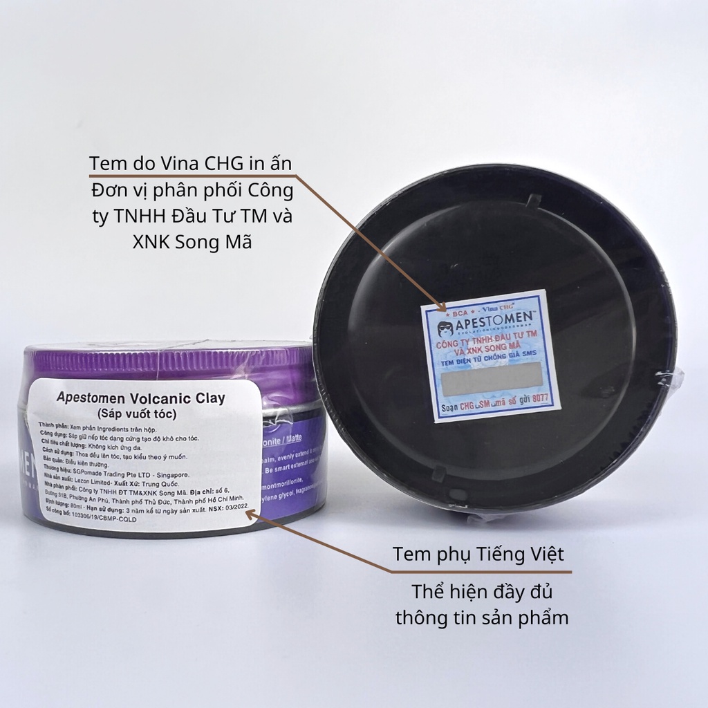 Sáp Vuốt Tóc nam Apestomen Volcanic Clay 80g