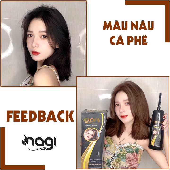 Dầu gội nhuộm tóc Nagi, dầu gội thảo dược chiết xuất từ thiên nhiên không gây khô xơ tóc chai 400ml