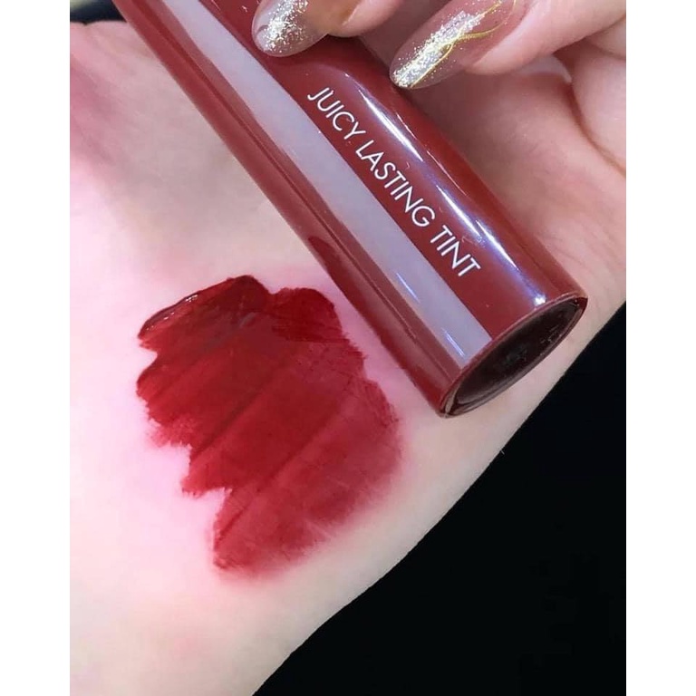 son romand bóng màu 21 đỏ mận (Romand Juicy Lasting Tint #21 Deep Sangria)