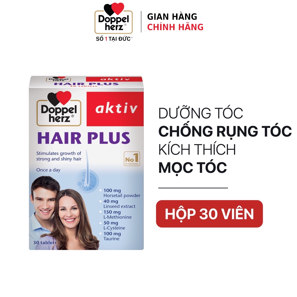Viên uống Chống Rụng Tóc và Kích Thích Mọc Tóc Doppelherz Hair Plus (Hộp 30 viên)
