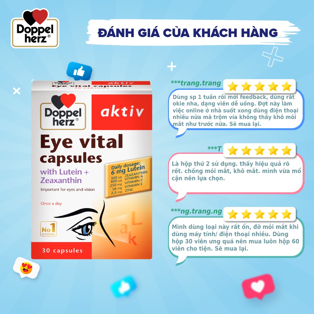 Viên uống chống mỏi mắt, tăng cường thị lực Doppelherz Eye Vital Capsules (Hộp 30 viên)