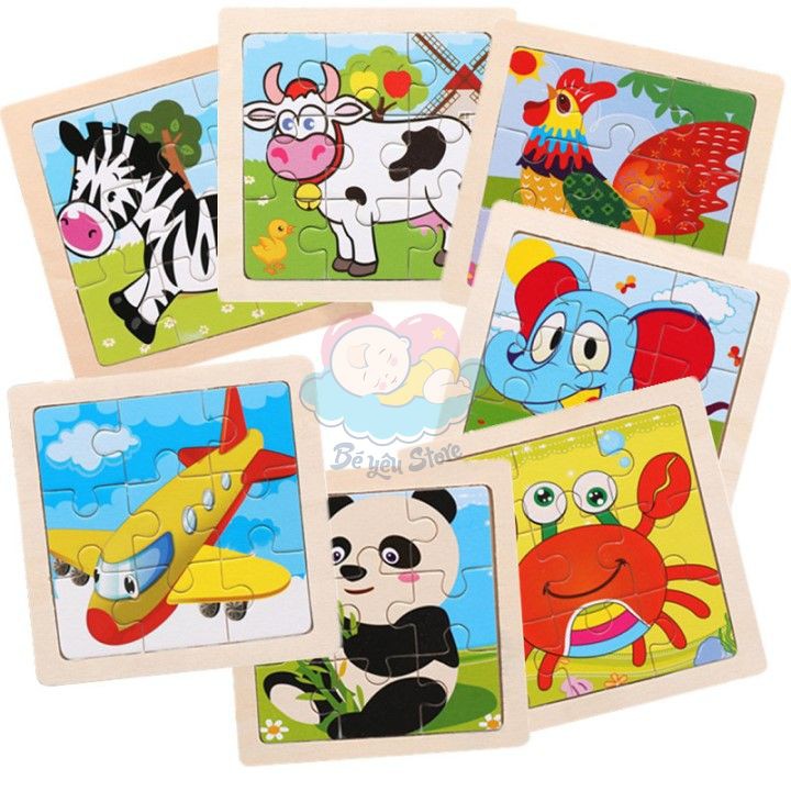 Đồ chơi lắp ghép, đồ chơi gỗ 9 mảnh nhiều hình ngỗ nghĩnh
