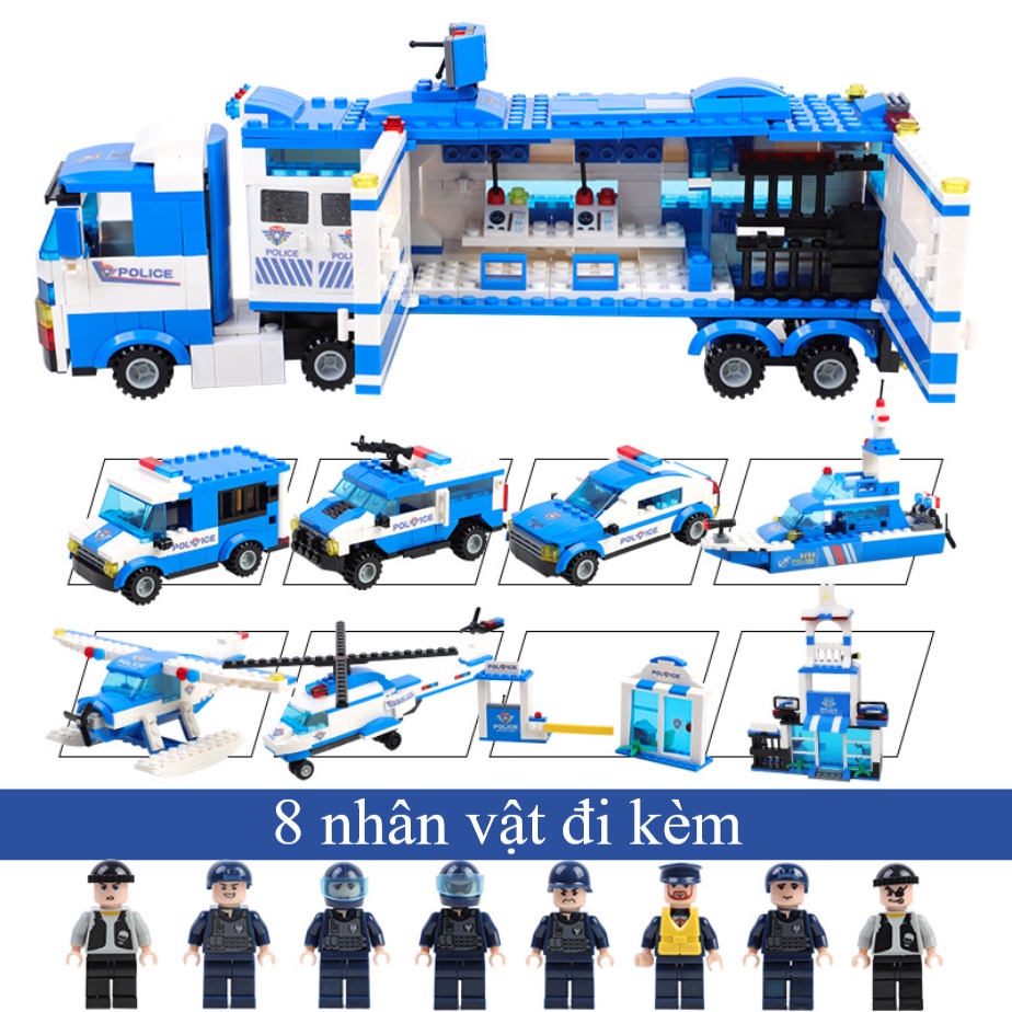 Xe OTO Swat 1115 Mảnh – 25 Tạo Hình – Bộ Đồ Chơi Lắp Ghép OTO Cảnh Sát, Lắp Lắp Máy Bay Trực Thăng