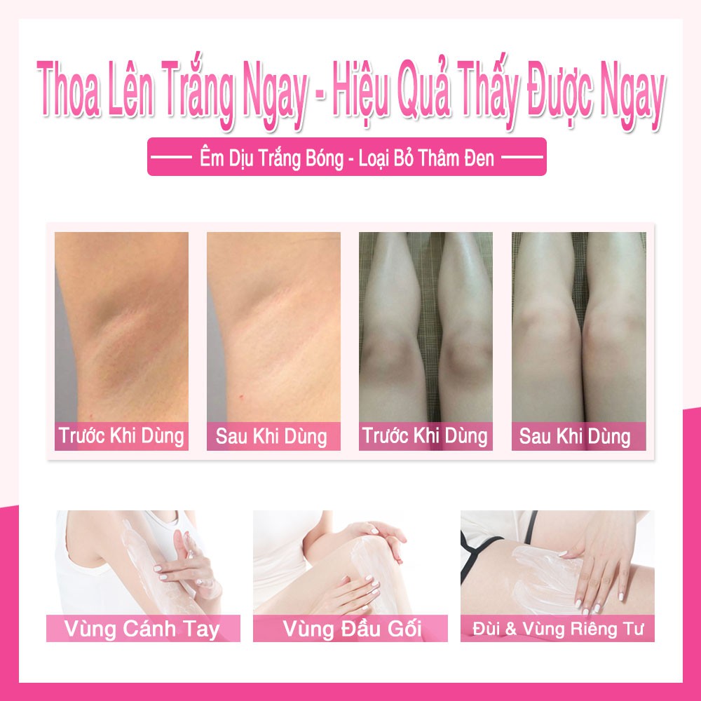 [Hàng nhập khẩu] QIANSOTO Kem Làm Trắng Da Nách Giảm Thâm Đầu Gối Mông Bikini Khử Mùi Hôi Dưỡng Trắng Da 60g (Che tên)