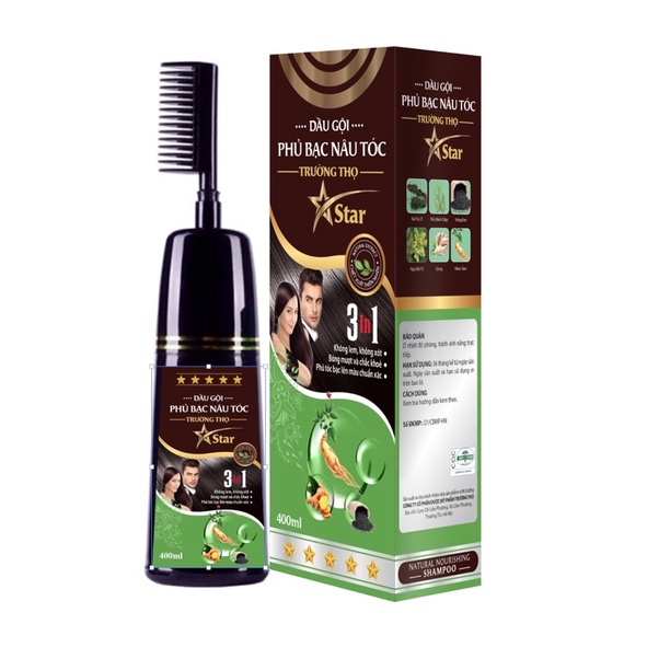 [ Tặng 5 gói dầu gội ] Dầu gội phủ bạc đen/nâu Trường Thọ của công ty Dược Phẩm DẠ THẢO LIÊN lọ to 400ml