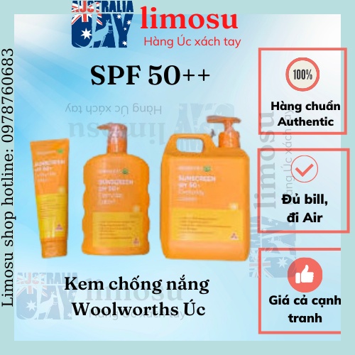 Kem chống nắng Woolworths Úc kem chống nắng body 1 lít kem chống nắng can 50SPF++ (date 2026)
