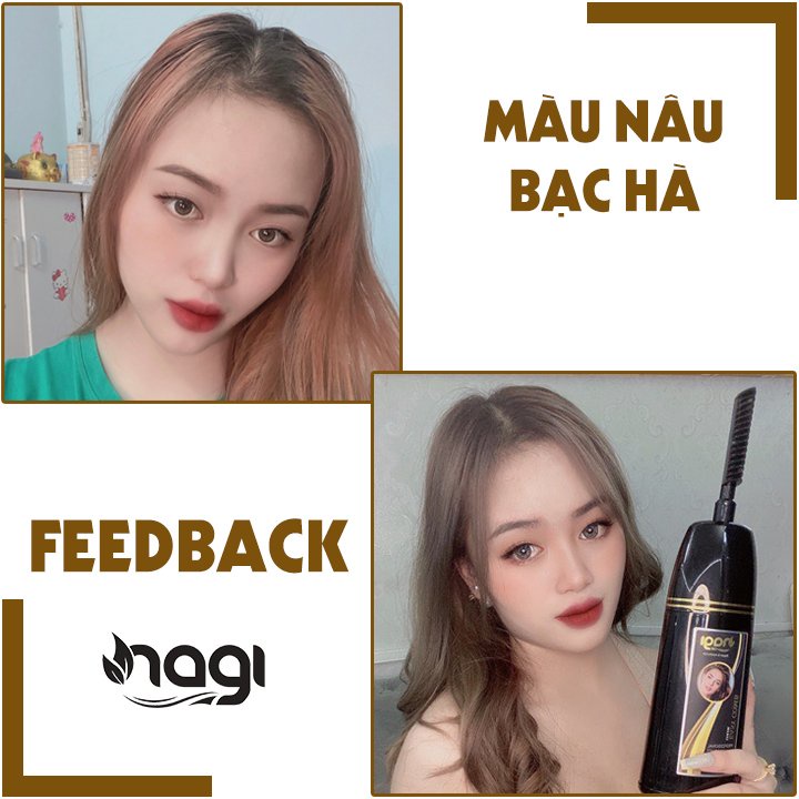 Dầu gội nhuộm tóc Nagi, dầu gội thảo dược chiết xuất từ thiên nhiên không gây khô xơ tóc chai 400ml