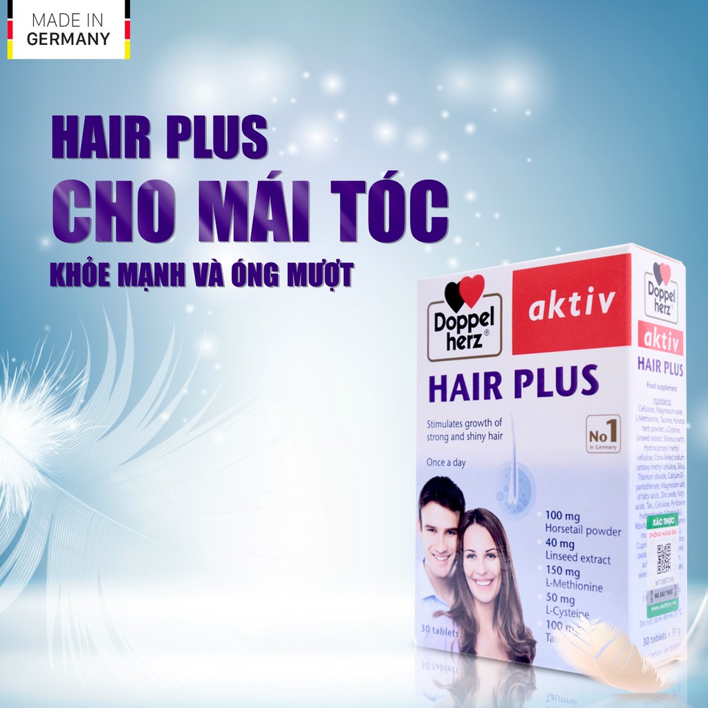 Viên uống Chống Rụng Tóc và Kích Thích Mọc Tóc Doppelherz Hair Plus (Hộp 30 viên)