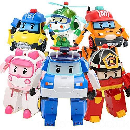 Bộ 6 đồ chơi xe oto biến hình thành robot Robocar Poli độc đáo vui nhộn cho bé, Đồ chơi biến hình biệt đội Robocar