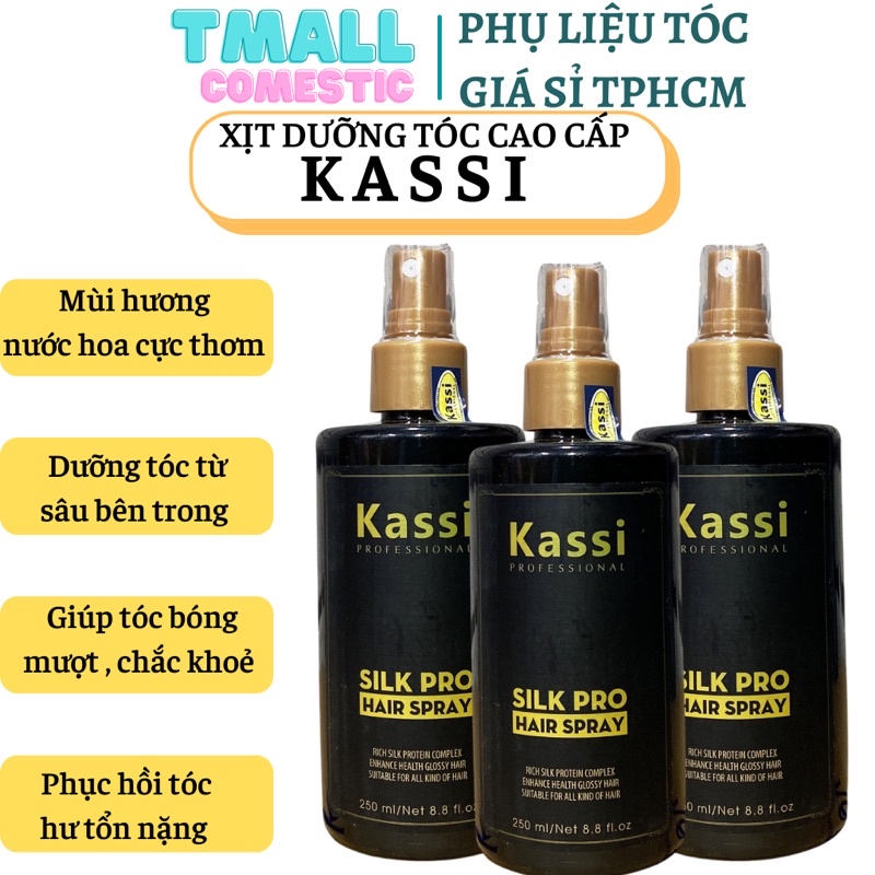 Xịt dưỡng tóc khô xơ, hư tổn kassi Silk Pro Hair Spray 250ml