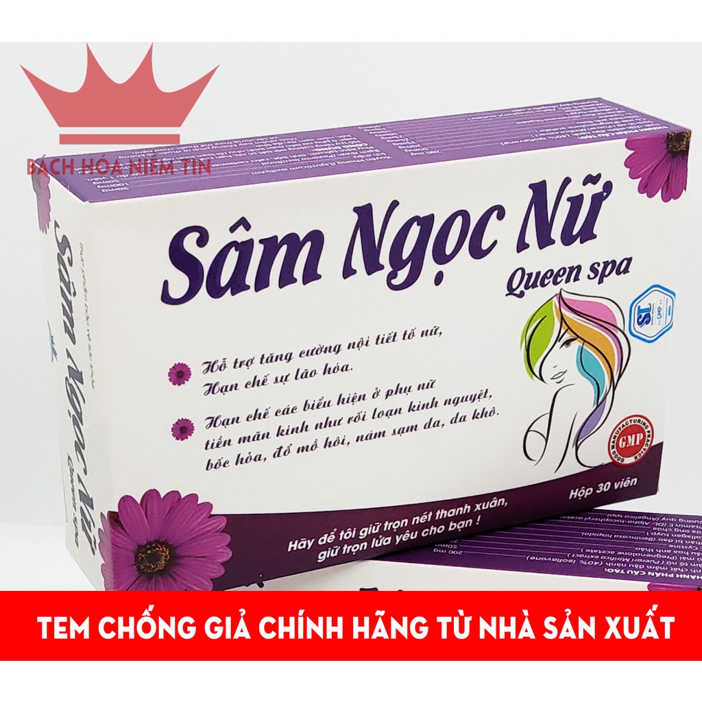 Viên uống tăng nội tiết tố nữ SÂM NGỌC NỮ Queen Spa, giảm nám sạm da, ổn định vòng kinh, tăng sinh lý nữ – Vỉ 30 viên