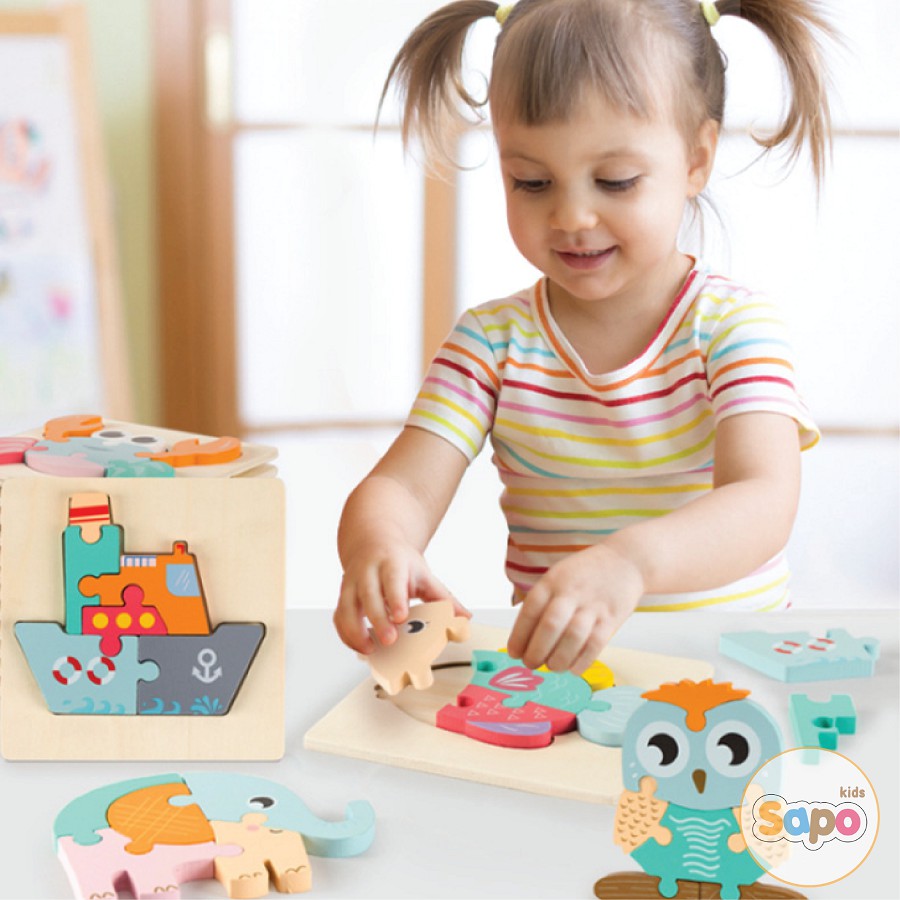 Đồ Chơi Ghép Hình Gỗ Nổi 3D, Tranh Ghép Hình Cho Bé Hàng Cao Cấp