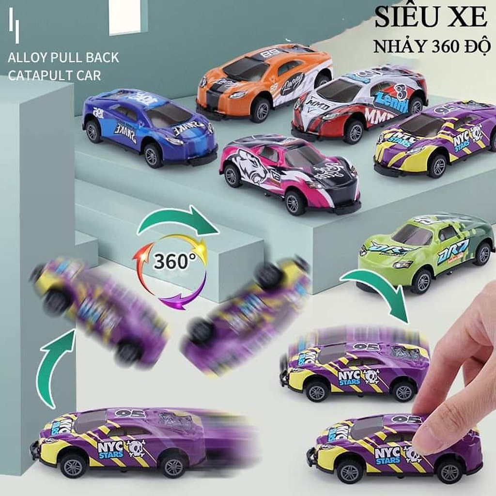 Xe oto đồ chơi Siêu xe lật nhảy xoay 360 độ – Ô tô hợp kim chạy đà bền đẹp cho bé